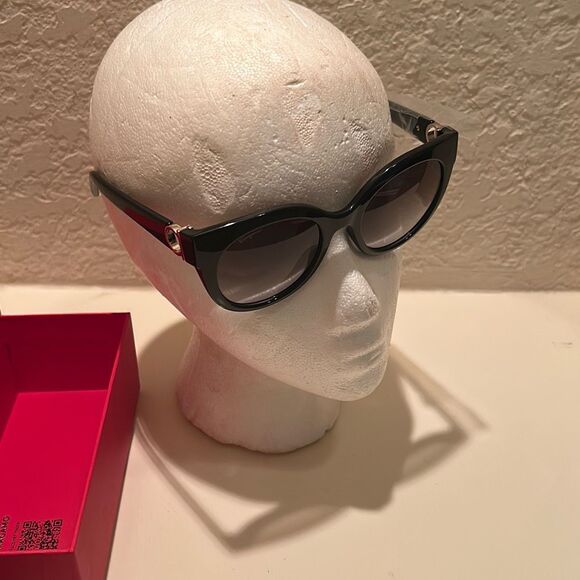 Ferragamo Womens Marchon Sunglasses Black Cateye Frame Silver Accent Modern NWT - Picture 15 of 16